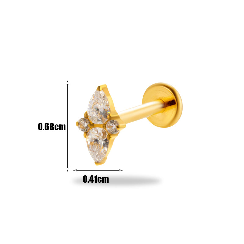 1 Piece Simple Style Geometric Plating Inlay Titanium Alloy Zircon 18k Gold Plated Ear Studs