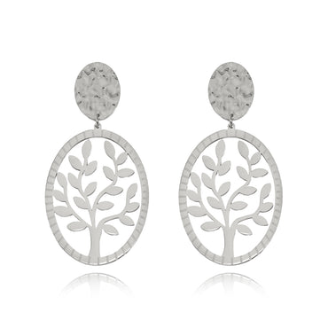 1 Pair Elegant Simple Style Tree Butterfly Polishing Plating Stainless Steel Silver Plated Drop Earrings