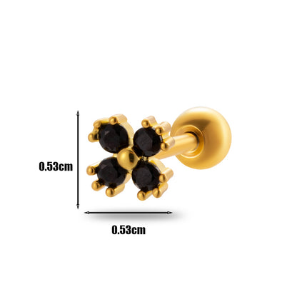 1 Piece Simple Style Geometric Plating Inlay Stainless Steel Zircon 18k Gold Plated Ear Studs