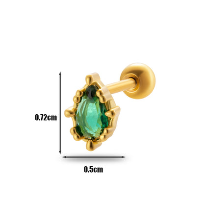 1 Piece Simple Style Geometric Plating Inlay Stainless Steel Zircon 18k Gold Plated Ear Studs
