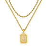 Hip-hop Letter Square Stainless Steel Plating 14k Gold Plated Unisex Double Layer Necklaces