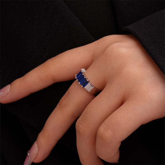 Simple Style Rectangle Copper Plating Inlay Zircon Silver Plated Open Rings