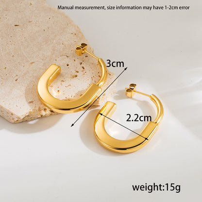 1 Pair Casual Vintage Style C Shape Plating Stainless Steel 18k Gold Plated Drop Earrings