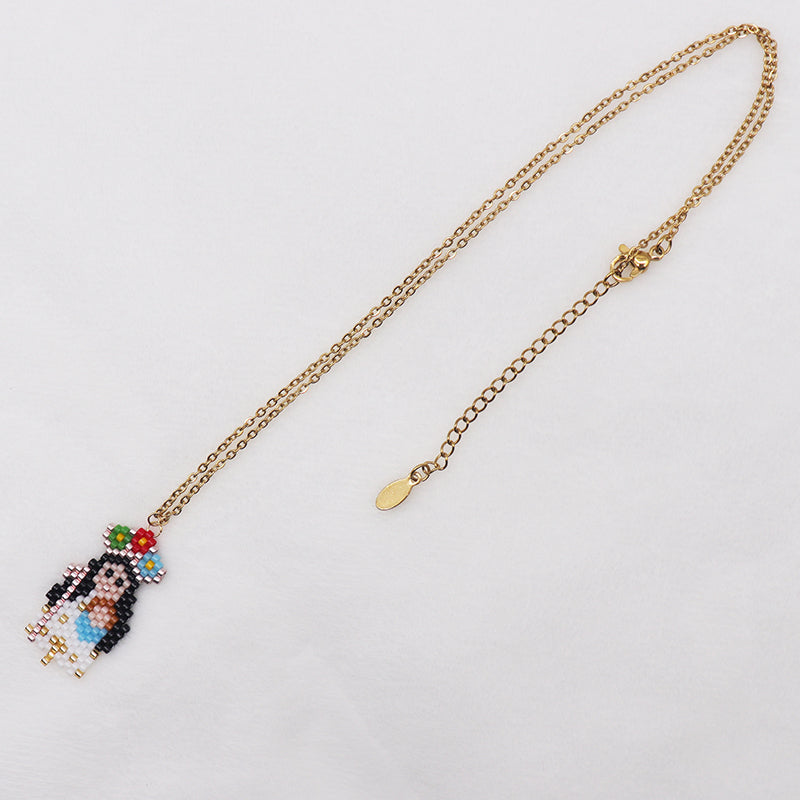 Ethnic Style Portrait Stainless Steel Glass Beaded Plating Gold Plated Unisex Pendant Necklace