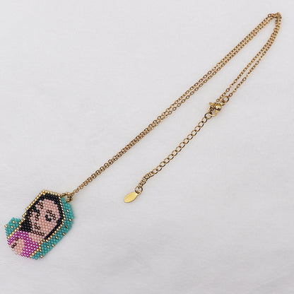 Ethnic Style Portrait Stainless Steel Glass Beaded Plating Gold Plated Unisex Pendant Necklace