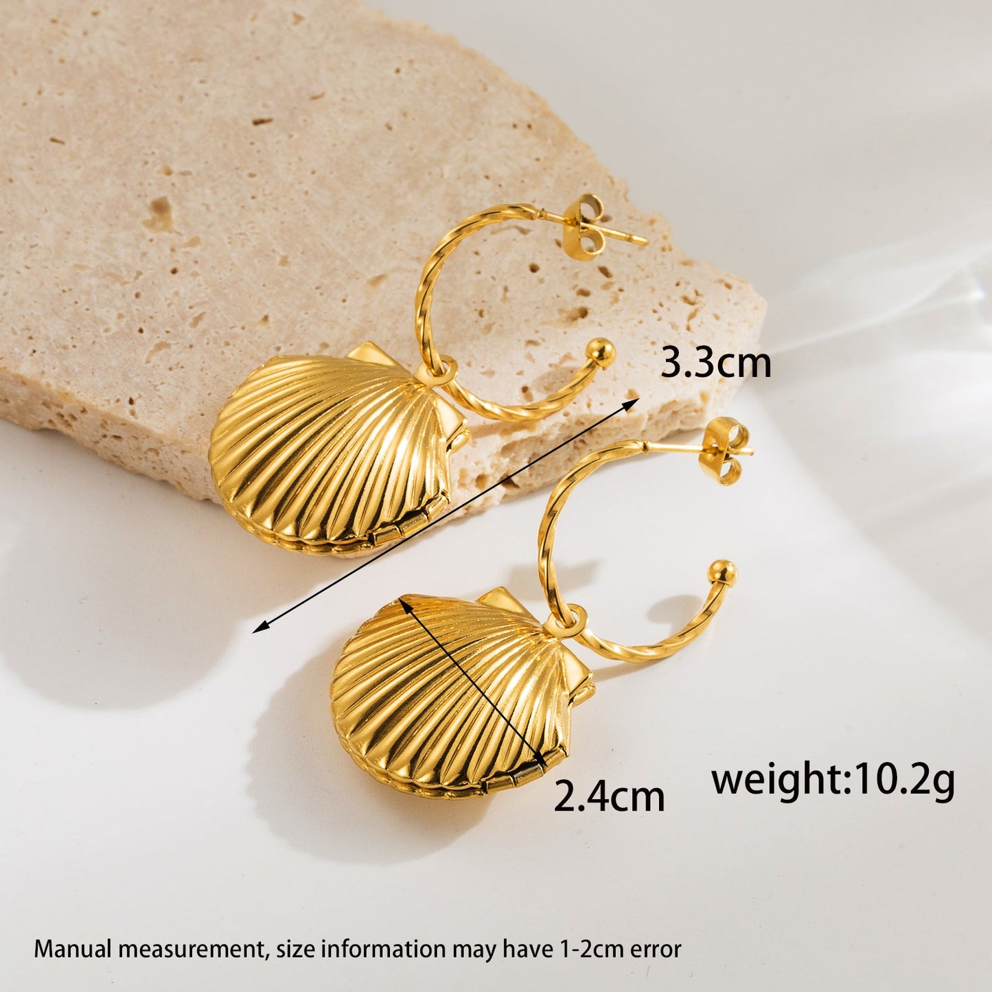 1 Pair Ig Style Modern Style Heart Shape Flower Shell Plating Inlay Carving Stainless Steel Zircon 18k Gold Plated Drop Earrings