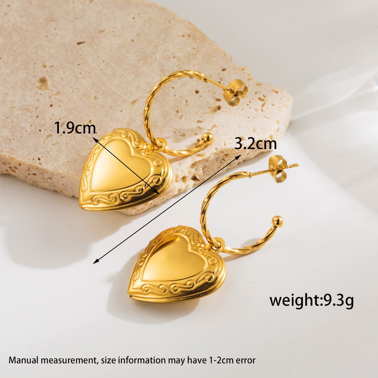 1 Pair Ig Style Modern Style Heart Shape Flower Shell Plating Inlay Carving Stainless Steel Zircon 18k Gold Plated Drop Earrings