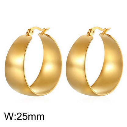 1 Pair Retro Streetwear Solid Color Stainless Steel Plating 18k Gold Plated Hoop Earrings