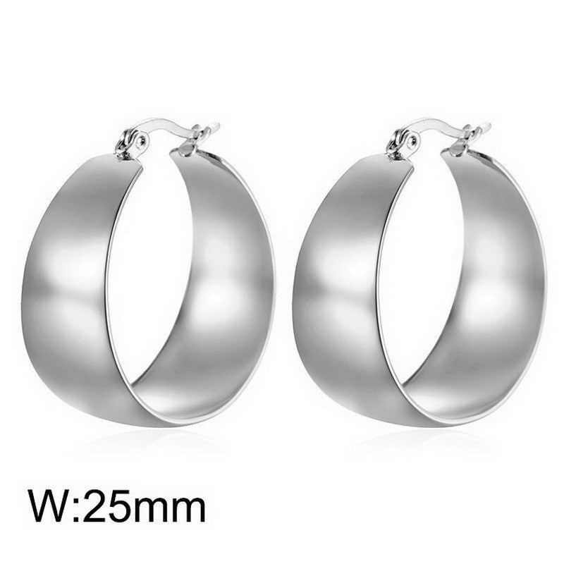 1 Pair Retro Streetwear Solid Color Stainless Steel Plating 18k Gold Plated Hoop Earrings