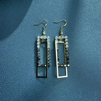 1 Pair Ig Style Simple Style Rectangle Plating Inlay Copper Rhinestones Drop Earrings