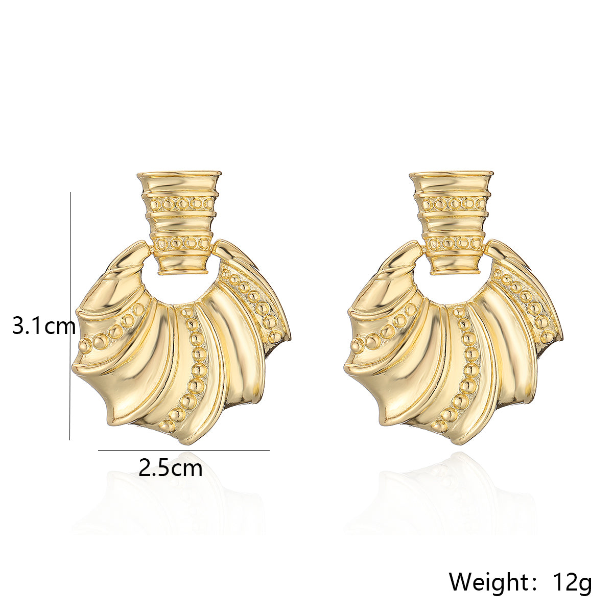 1 Pair Simple Style Geometric Sector Solid Color Plating Copper 18k Gold Plated Drop Earrings