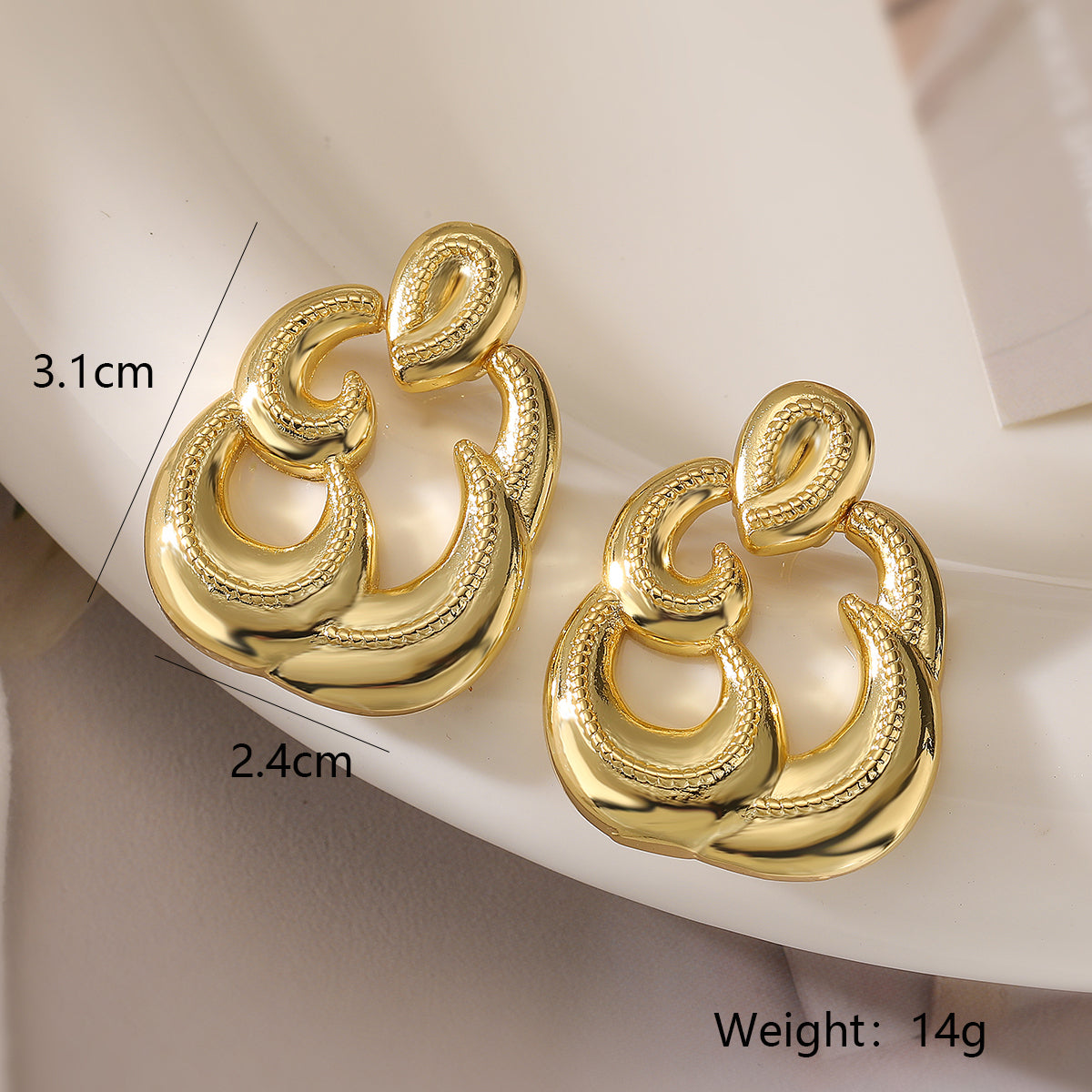 1 Pair Simple Style Geometric Sector Solid Color Plating Copper 18k Gold Plated Drop Earrings