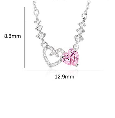 Simple Style Heart Shape Sterling Silver Polishing Plating Inlay Zircon Necklace