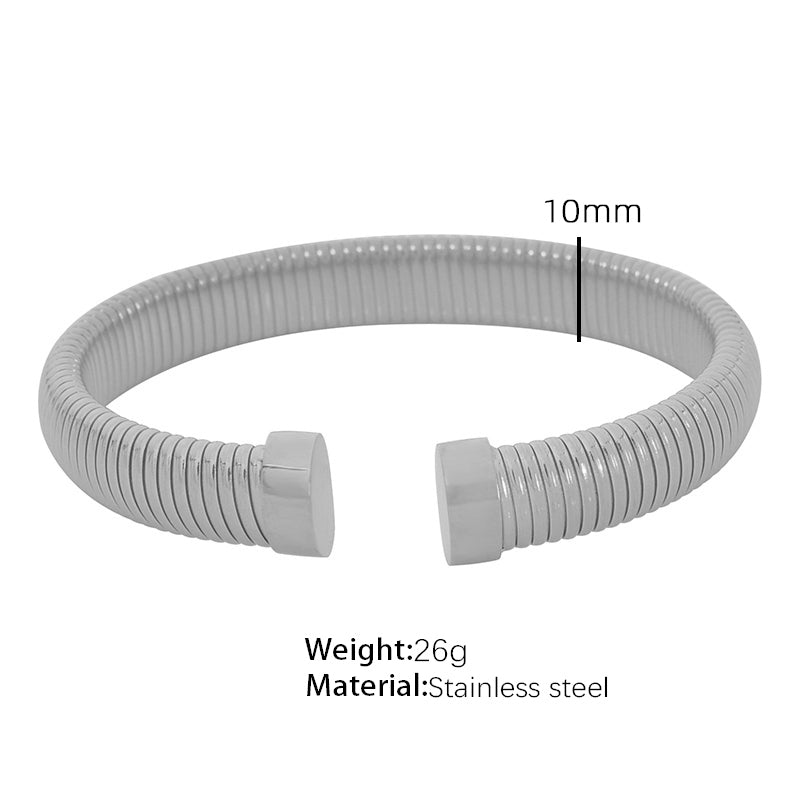 Retro Simple Style Classic Style Round Lines Titanium Steel Plating 18k Gold Plated Bangle