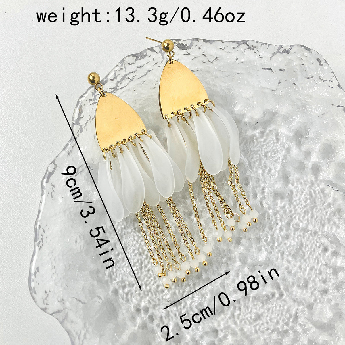 1 Pair Hawaiian Exaggerated Irregular Chain Tassel Plating Stainless Steel Crystal Drop Earrings