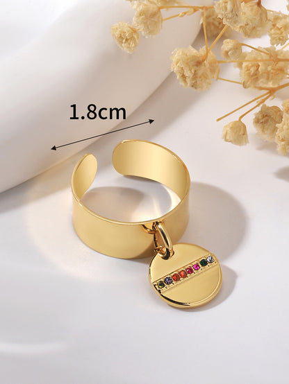 Simple Style Round Stainless Steel Plating Inlay Zircon 18k Gold Plated Charm Rings