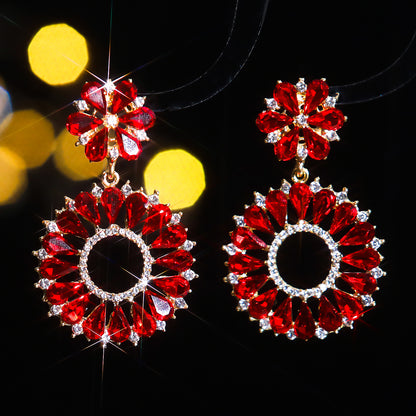 1 Pair Elegant Color Block Inlay Alloy Rhinestones Zircon Drop Earrings