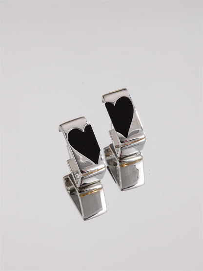 1 Pair Sweet Heart Shape Copper Zircon Ear Studs