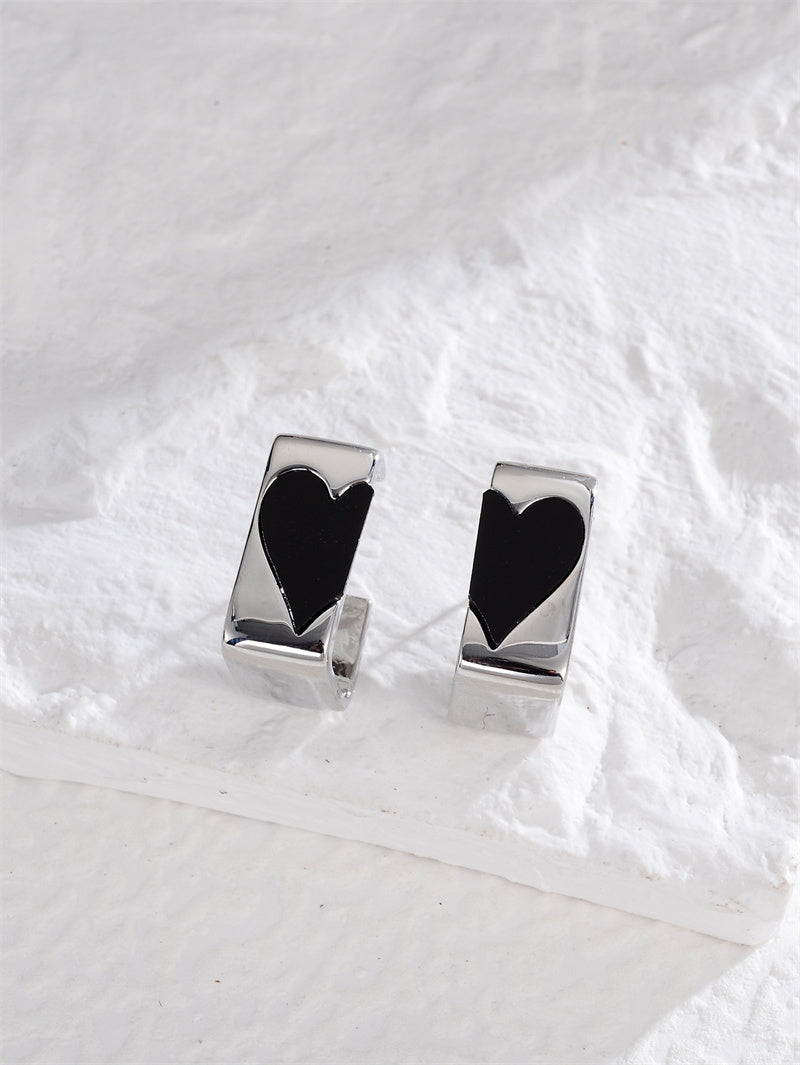 1 Pair Sweet Heart Shape Copper Zircon Ear Studs