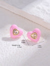 1 Pair Sweet Heart Shape Copper Zircon Ear Studs