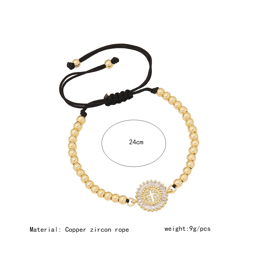 Simple Style Commute Cross Rope Brass Beaded Braid Inlay Zircon Women's Bracelets