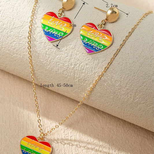 Ig Style Simple Style Letter Rainbow Heart Shape Alloy Painted Women's Jewelry Set