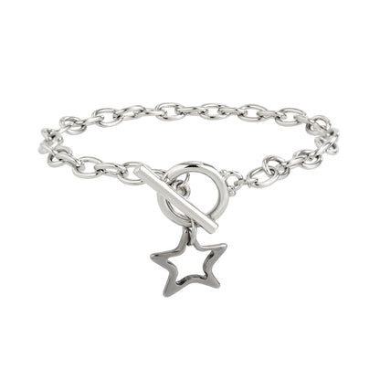 Casual Simple Style Star Alloy Titanium Steel Iron Toggle Women's Bracelets Necklace