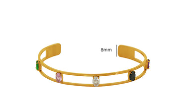 Simple Style Round Lines Titanium Steel Plating Hollow Out Inlay Zircon 18k Gold Plated Bangle