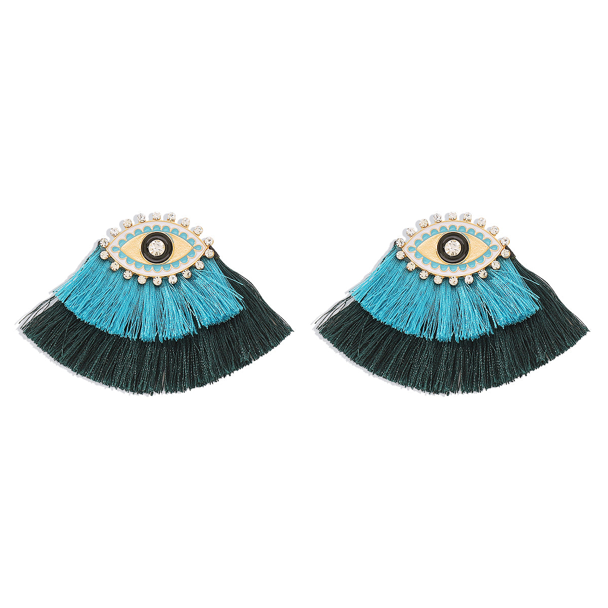 1 Pair Casual Vacation Eye Tassel Alloy Rhinestones Ear Studs