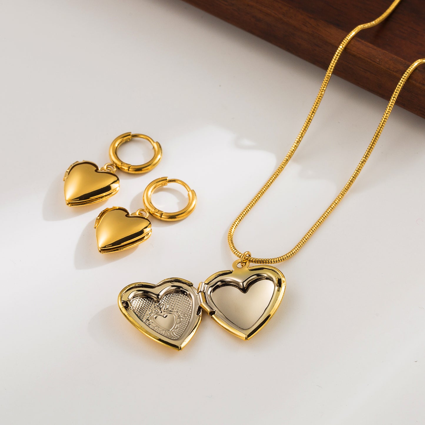 Ig Style Heart Shape Stainless Steel Plating Inlay Zircon 18k Gold Plated Earrings Necklace