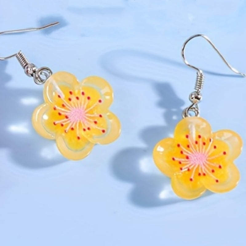 1 Pair Casual Cute Flower Resin Drop Earrings