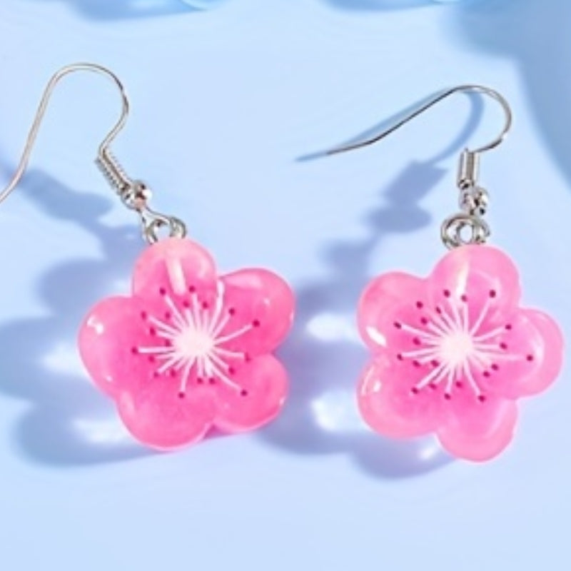 1 Pair Casual Cute Flower Resin Drop Earrings