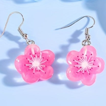 1 Pair Casual Cute Flower Resin Drop Earrings