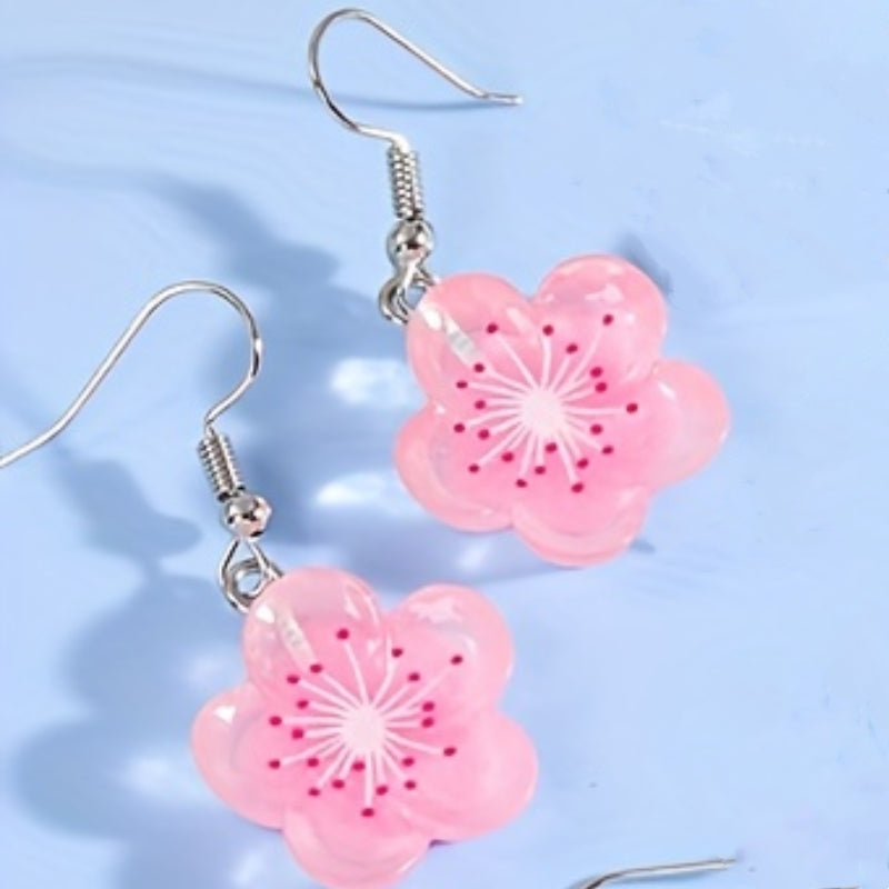 1 Pair Casual Cute Flower Resin Drop Earrings