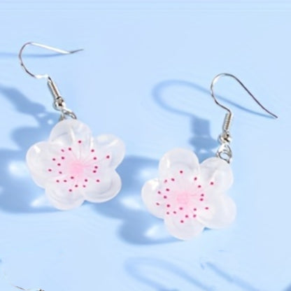 1 Pair Casual Cute Flower Resin Drop Earrings