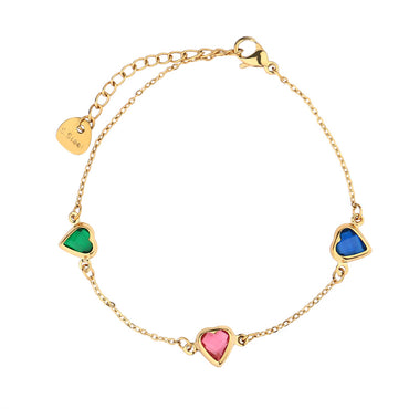 Casual Simple Style Classic Style Heart Shape Eye Flower Stainless Steel Titanium Steel Plating Inlay Resin Zircon Gold Plated Bracelets Earrings