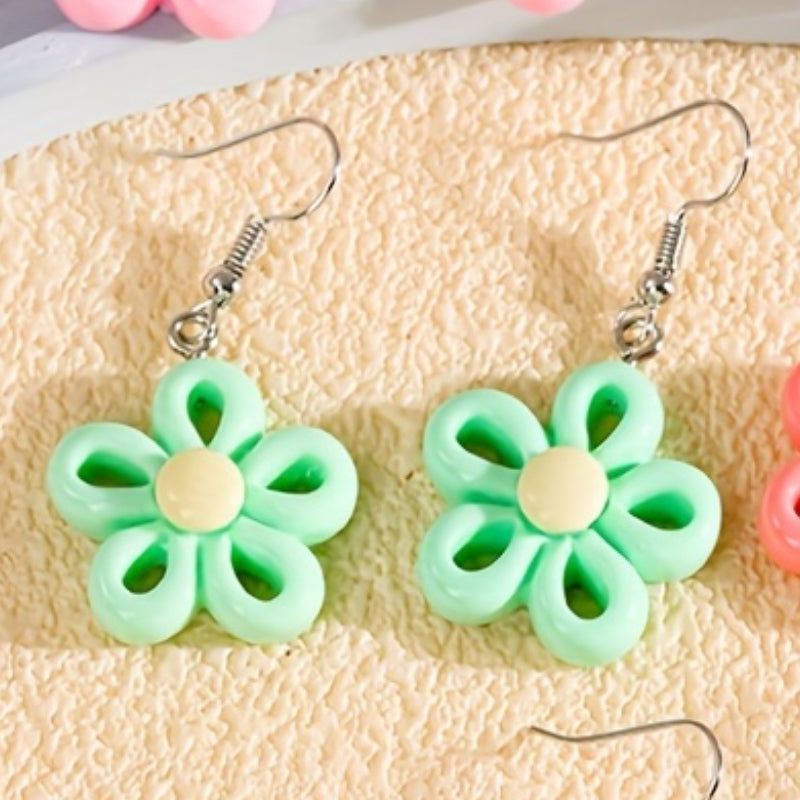 1 Pair Casual Flower Resin Drop Earrings