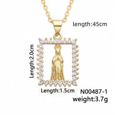 Simple Style Human Stainless Steel Copper Plating Inlay Zircon Pendant Necklace