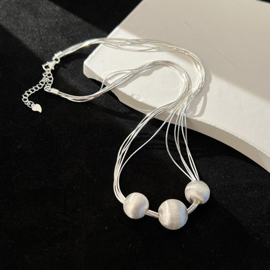 Simple Style Solid Color Artificial Pearl Copper Beaded Plating Silver Plated Unisex Necklace