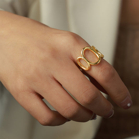 Casual Simple Style Commute Circle Oval Copper Patchwork Plating 18k Gold Plated Rings