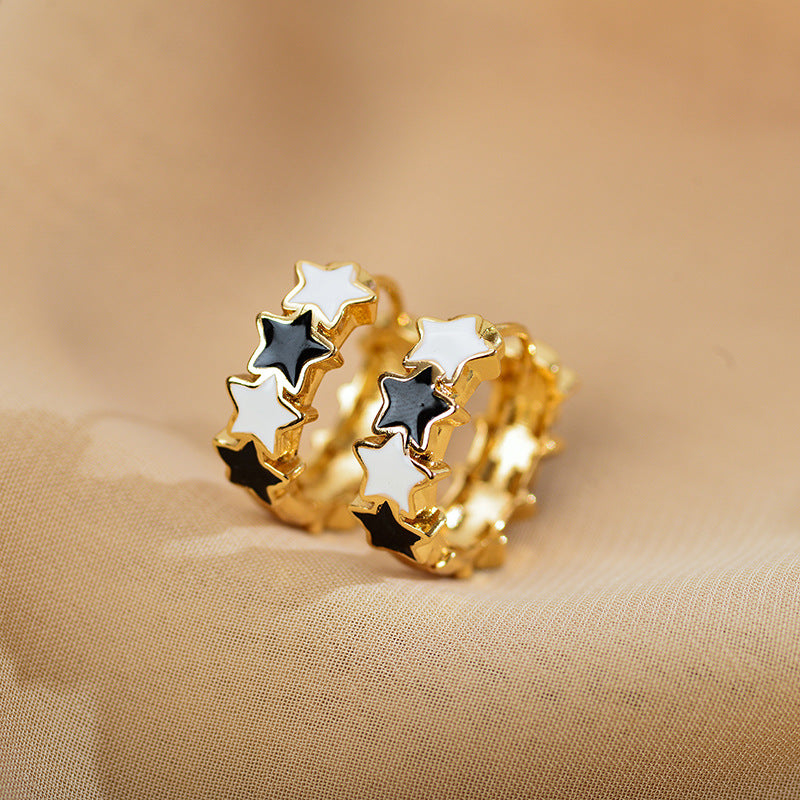 1 Pair Sweet Star Enamel Copper Earrings