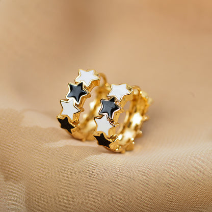 1 Pair Sweet Star Enamel Copper Earrings