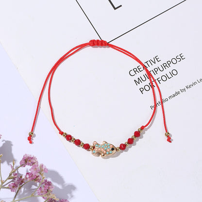 Fashion Fish Artificial Crystal Alloy Rope Knitting Women's Bracelets