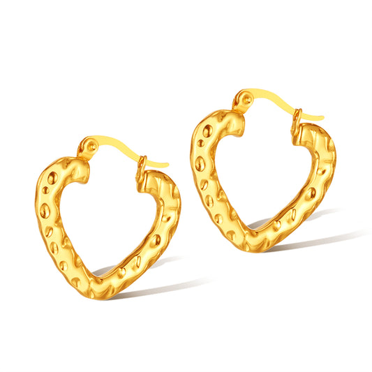 1 Pair Vintage Style Simple Style Heart Shape Stainless Steel Earrings