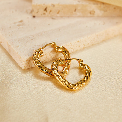 1 Pair Vintage Style Simple Style Heart Shape Stainless Steel Earrings