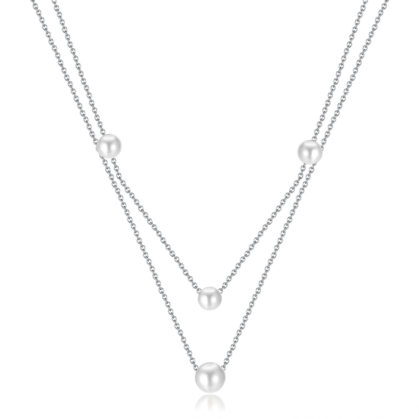 Simple Style Pearl Stainless Steel Layered Necklaces