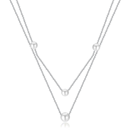 Simple Style Pearl Stainless Steel Layered Necklaces