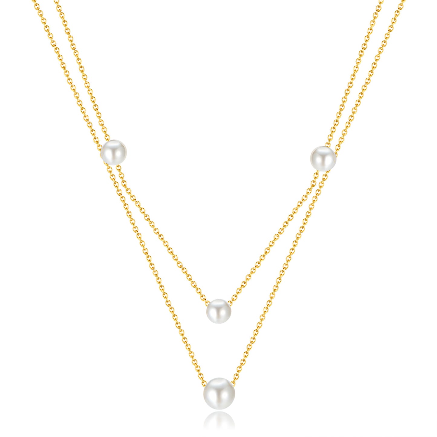 Simple Style Pearl Stainless Steel Layered Necklaces