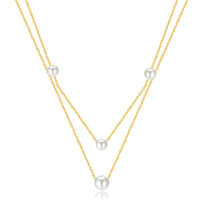 Simple Style Pearl Stainless Steel Layered Necklaces