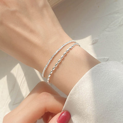 Simple Style Solid Color Copper Plating Silver Plated Bracelets